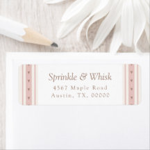 Retro Roze En Bruine Hart Strepen Bakkerij