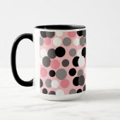 Retro Roze en Grijze Polka Dots Mok (Links)