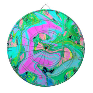 Retro Roze en lichtblauw vloeibaar art op hydrange Dartbord
