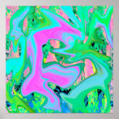 Retro Roze en lichtblauw vloeibaar art op hydrange Poster (Voorkant)