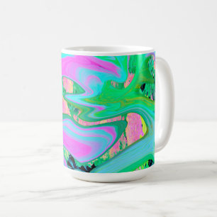 Retro Roze en Lichtblauwe Vloeibare Kunst op Hydra Koffiemok
