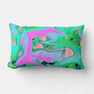 Retro Roze en Lichtblauwe Vloeibare Kunst op Hydra Kussen