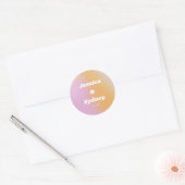 Retro Roze en Oranje gradiënt bruiloft Ronde Sticker (Envelop)