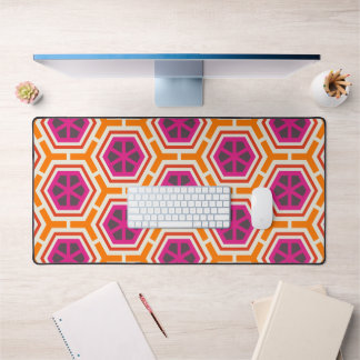 Retro roze en oranje modern geometrisch patroon bureaumat