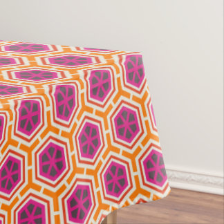 Retro roze en oranje modern geometrisch patroon tafelkleed