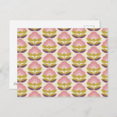 Retro Roze en Paarse Floral Pattern Feestdagenkaart (Voorkant / Achterkant)