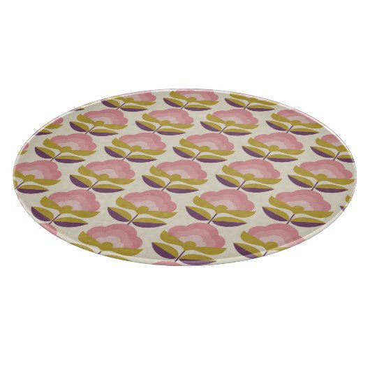 Retro Roze en Paarse Floral Pattern Snijplank (Hoek)