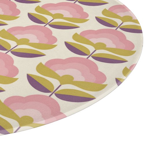 Retro Roze en Paarse Floral Pattern Snijplank (Hoek)