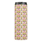 Retro Roze en Paarse Floral Pattern Thermosbeker (Achterkant)
