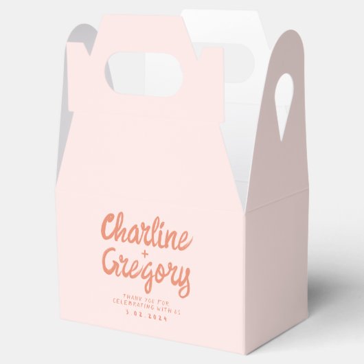 Retro Roze en Red Wavy Handwriting Wedding Bedankdoosjes (Geopend)