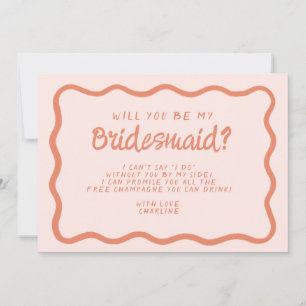 Retro Roze en rode avy Bridesmaid-voorstel Kaart