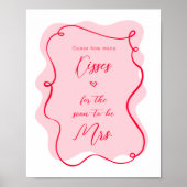 Retro roze en rode golf Hoeveel kussen bruids Poster (Voorkant)