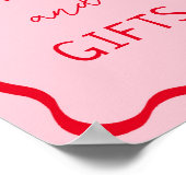 Retro roze en rode golvende kaarten en cadeaus bor poster (Hoek)