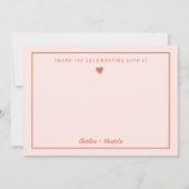 Retro Roze en Rode handschrift Weddenschap Bedankt (Voorkant)