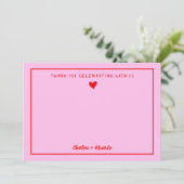 Retro Roze en Rode handschrift Weddenschap Bedankt (Staand voorkant)