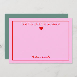 Retro Roze en Rode handschrift Weddenschap Bedankt