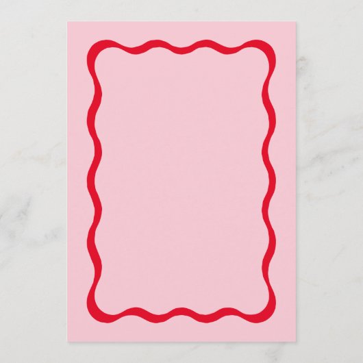 Retro roze en rode moderne golvende trouwmenu kaar menu (Achterkant)