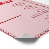 Retro Roze en Rode wijnbar Drink Menu Poster (Hoek)