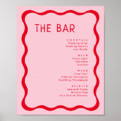 Retro roze en rood golvend drankmenu poster (Voorkant)