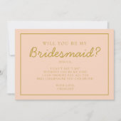 Retro Roze en rood handschrift Bridesmaid Voorstel Kaart (Voorkant)