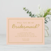 Retro Roze en rood handschrift Bridesmaid Voorstel Kaart (Staand voorkant)