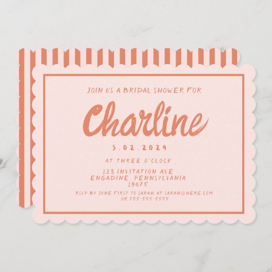 Retro Roze en rood handschrift Vrijgezellenfeest I Kaart (Voorkant / Achterkant)