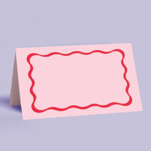 Retro Roze en Rood vierkant, voornaam plaatskaarte