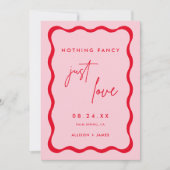 Retro Roze en Rood We Eloped Bruiloft Receptie Kaart (Voorkant)