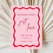 Retro Roze en Rood We Eloped Bruiloft Receptie Kaart