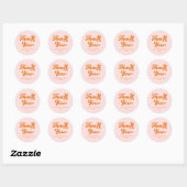 Retro Roze en Sinaasappel Dank u Bruiloft Ronde Sticker (Vel)