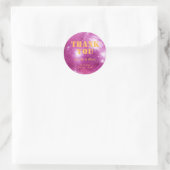 Retro Roze en Sinaasappel Disco Ball Bruiloft Dank Ronde Sticker (Tas)