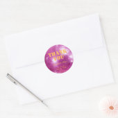 Retro Roze en Sinaasappel Disco Ball Bruiloft Dank Ronde Sticker (Envelop)