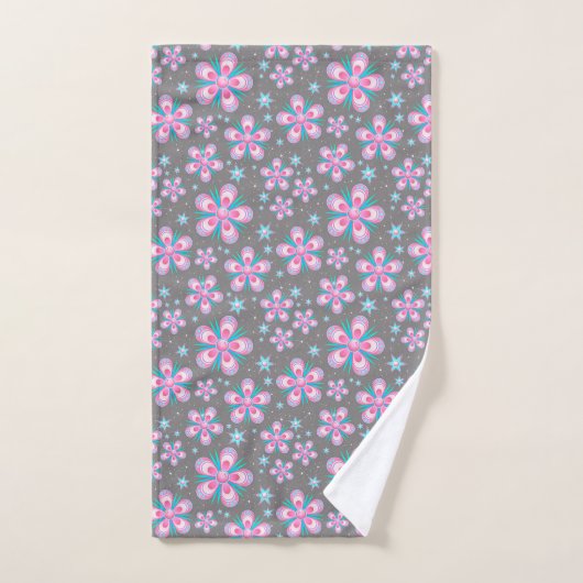 Retro roze en Turquoise Abstract ventilatorpatroon Bad Handdoek (Handdoek)
