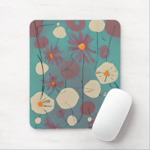 Retro roze en witte bloemen muismat