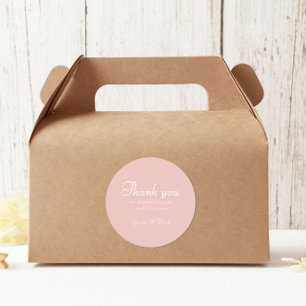 Retro Roze En Witte Dank Je Bakkerij Ronde Sticker