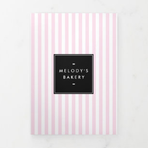 Retro Roze en Witte Strepen Bakkerij Menu Brochure