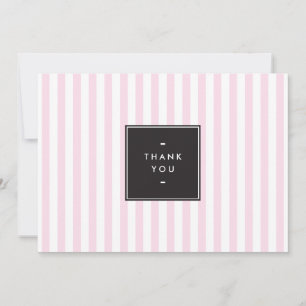 Retro roze en witte strepen Dank u Notitiekaartje