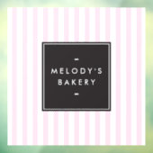 Retro Roze en Witte Stripes Bakery Raamsticker (Vel 3)