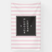Retro Roze en Witte Stripes Bakery Spandoek (Verticaal)