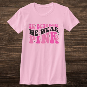 Retro roze en zwarte borstkanker bewustzijn t-shirt
