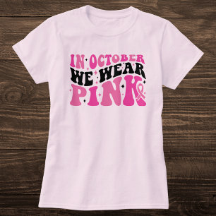 Retro roze en zwarte borstkanker bewustzijn t-shirt