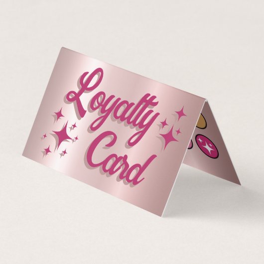 Retro roze faux oogschaduw palet loyaliteitskaart visitekaartjes (Voorkant)