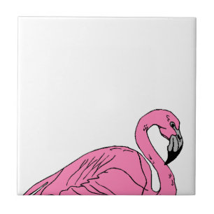  Retro Roze Flamingo Bird op White Tile Tegeltje