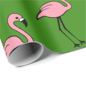 Retro roze flamingo cadeaupapier (Rol Hoek)