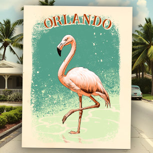 Retro Roze Flamingo Florida Vakantie Souvenir City Briefkaart