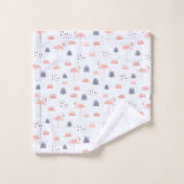 Retro Roze Flamingo patroon door WhimsicalArtwork™ Bad Handdoek (Wasdoekje)