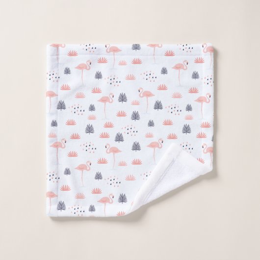 Retro Roze Flamingo patroon door WhimsicalArtwork™ Bad Handdoek (Wasdoekje)