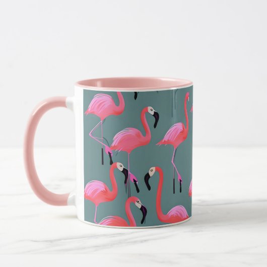 Retro roze flamingo's mok (Links)