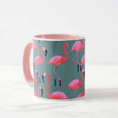 Retro roze flamingo's mok (Voorkant links)