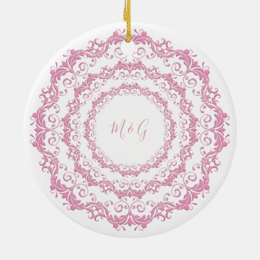 Retro roze florale mandala keramisch ornament (Achterkant)
